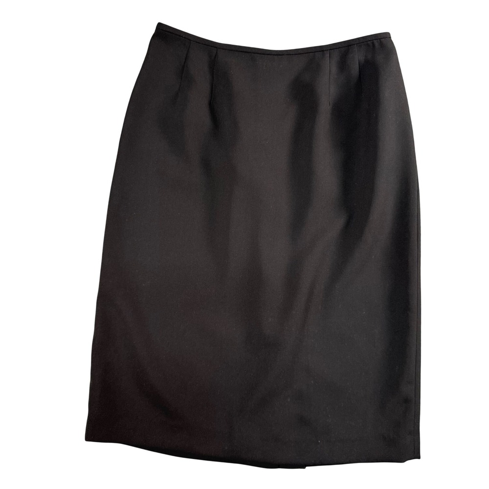 Kasper Black Pencil Skirt Knee Length Back Slit Career Office Workwear Size 8‎